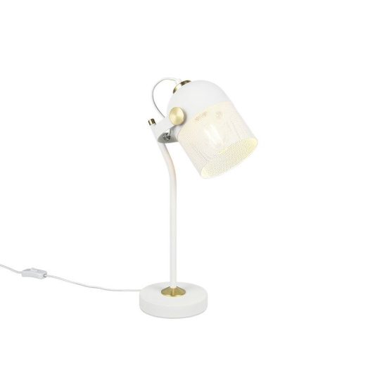 Lampada da scrivania per ufficio moderna bianca oro satinato con testa traforata
