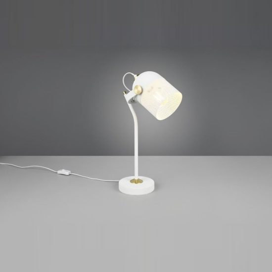 Lampada da scrivania per ufficio moderna bianca oro satinato con testa traforata