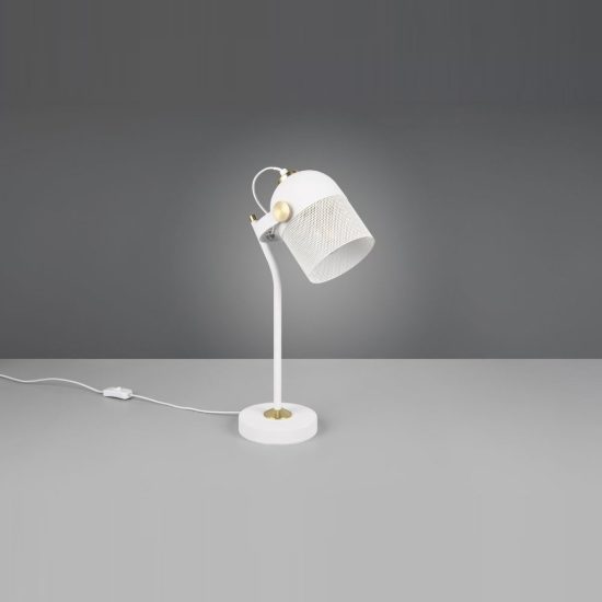 Lampada da scrivania per ufficio moderna bianca oro satinato con testa traforata