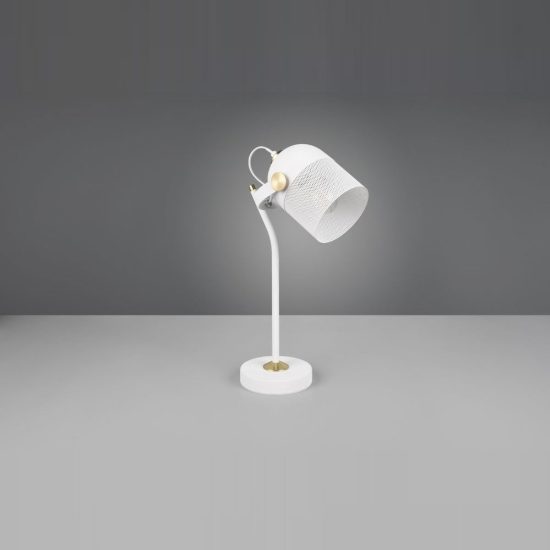 Lampada da scrivania per ufficio moderna bianca oro satinato con testa traforata