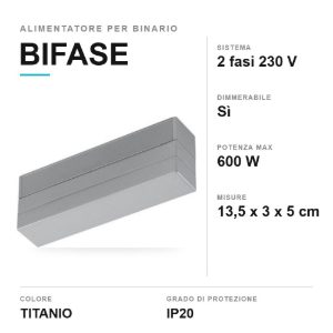 Alimentatore dimmerabile per binario bifase max 600w titanio