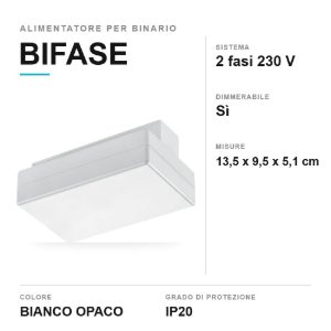 Alimentatore dimmerabile per binario bifase bianco