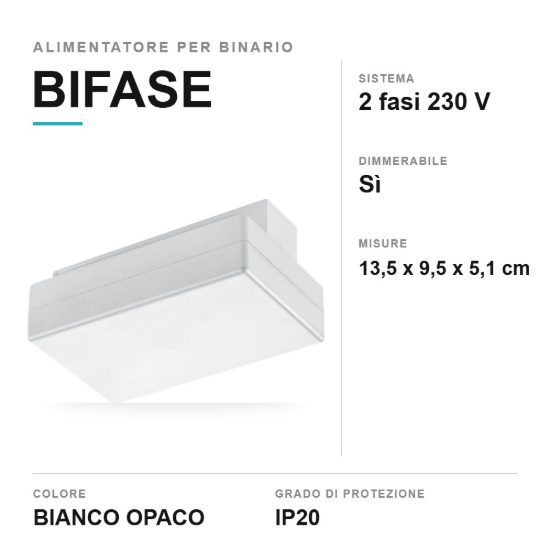 Alimentatore dimmerabile per binario bifase bianco