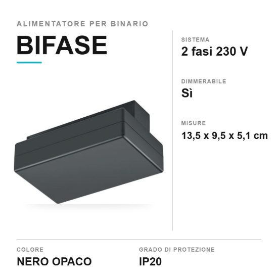 Alimentatore dimmerabile per binario bifase nero