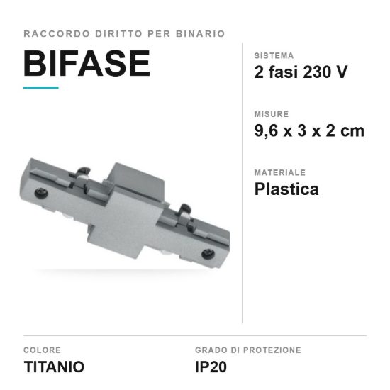 Raccordo diritto per binario bifase titanio