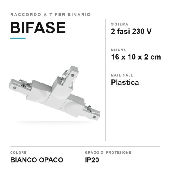 Raccordo a tre vie per binario bifase bianco