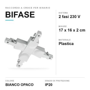 Raccordo a croce per binario bifase bianco