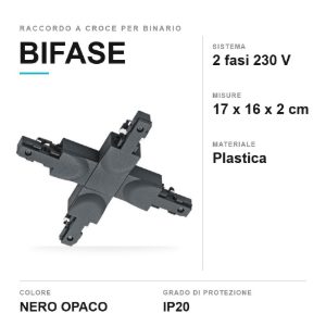 Raccordo a croce per binario bifase nero