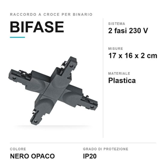 Raccordo a croce per binario bifase nero
