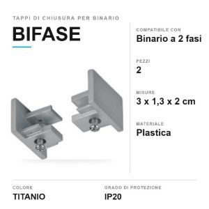Kit 2 tappi di chiusura per binario bifase titanio