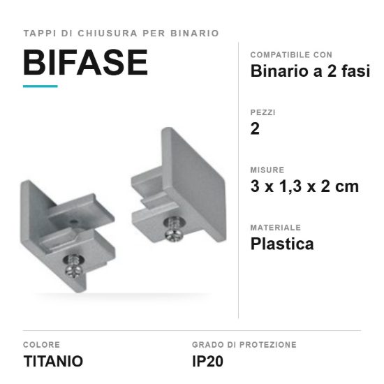 Kit 2 tappi di chiusura per binario bifase titanio