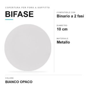 Copertura tonda per foro a soffitto per binario bifase bianca