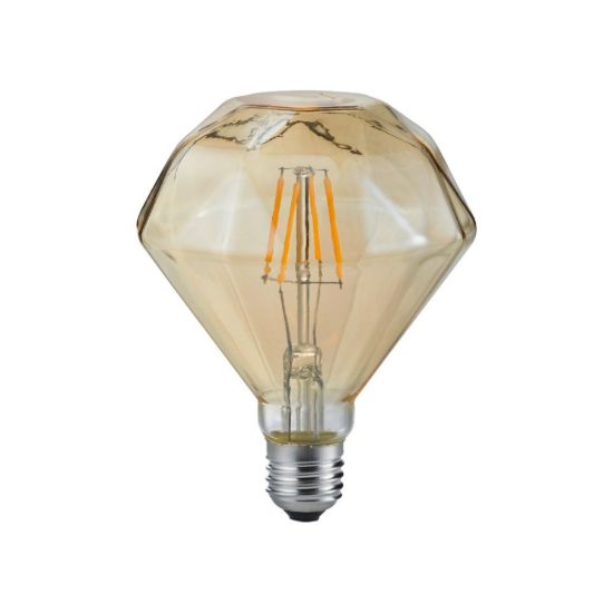 Lampadina led e27 a diamante a filamento 4w 2700k ambra