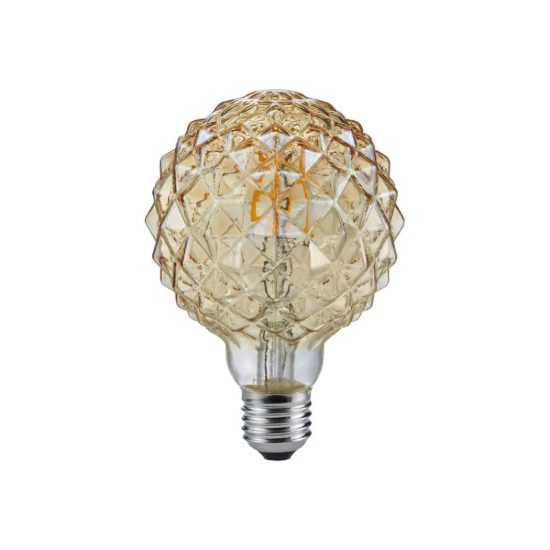Lampadina led e27 a sfera puntinata a filamento 4w 2700k ambra