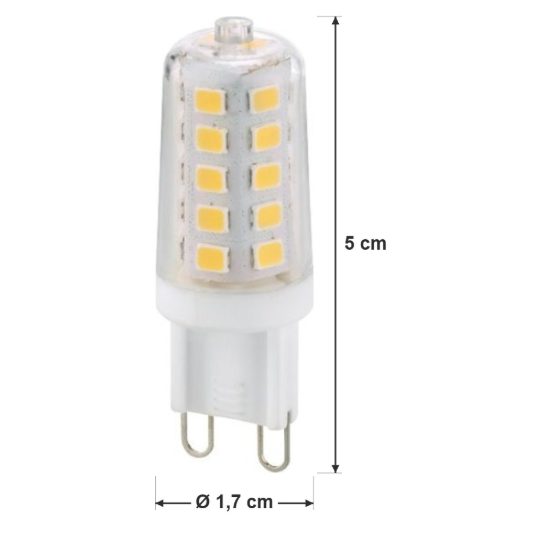 Lampadina led g9 3w 3000k trasparente dimmerabile blister da 2 confezione 10 pezzi