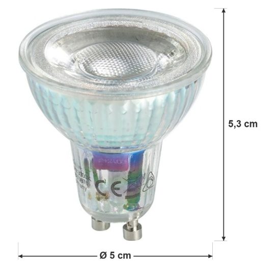 Lampadina led gu10 5w 3000k argento dimmerabile confezione 10 pezzi