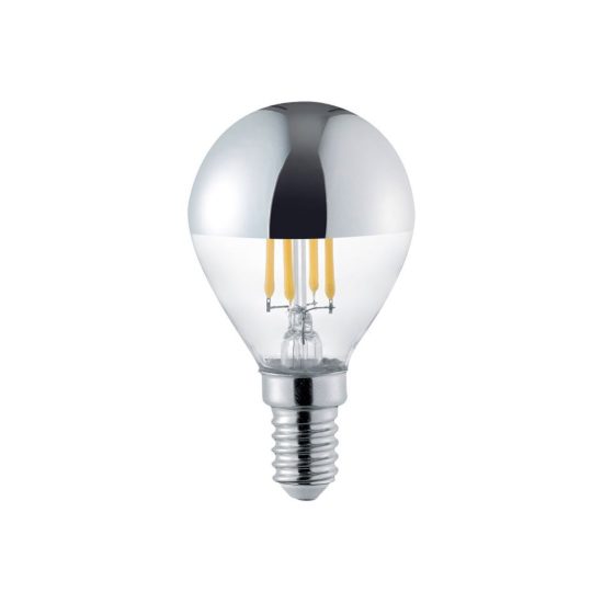 Lampadina led e14 a sfera con mezza cupola cromata 4w 2800k confezione 10 pezzi