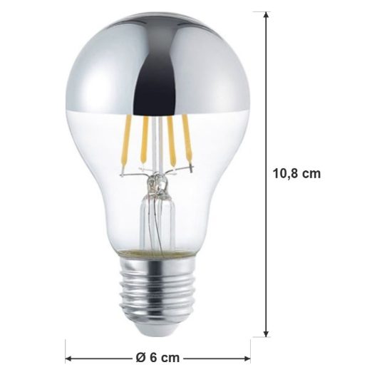 Lampadina led e27 a goccia con mezza cupola cromata 4w 2800k confezione 10 pezzi