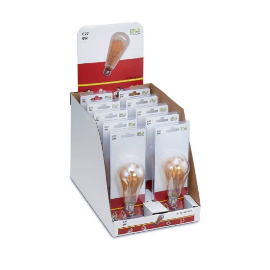 Lampadina led e27 a pera a filamento 6w 2700k fume confezione 4 pezzi