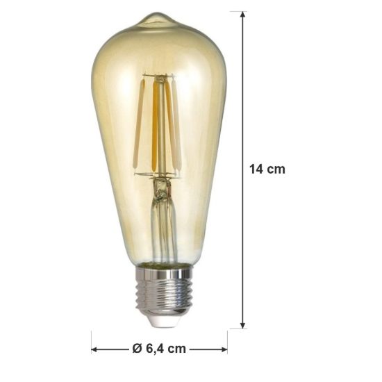 Lampadina led e27 a pera a filamento 6w 2700k fume confezione 4 pezzi