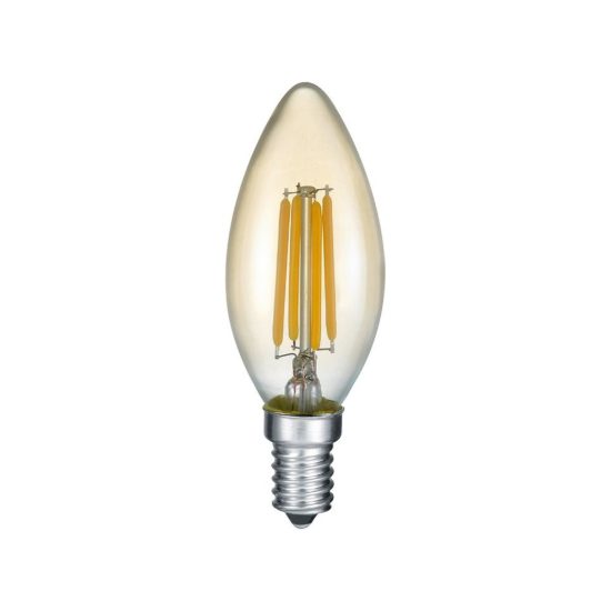 Lampadina led e14 a oliva a filamento 4w 2700k ambra dimmerabile con interruttore