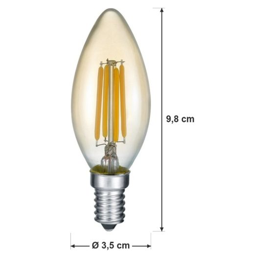 Lampadina led e14 a oliva a filamento 4w 2700k ambra dimmerabile con interruttore