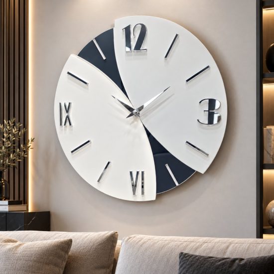 Orologio da parete moderno rotondo legno blu per cucina 50cm