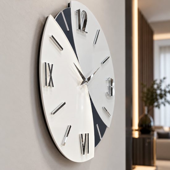 Orologio da parete moderno rotondo legno blu per cucina 50cm