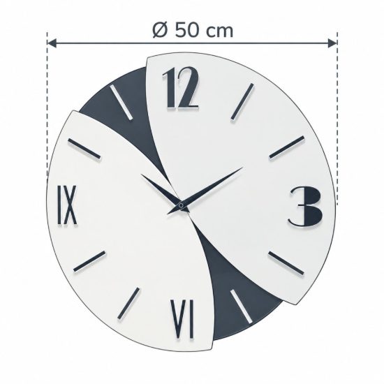 Orologio da parete moderno rotondo legno blu per cucina 50cm