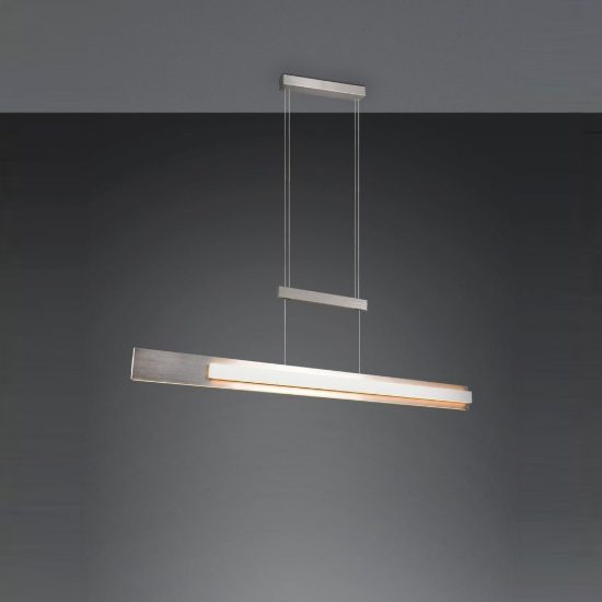 Lampadario a sospensione led 48w cct 2700k 6000k per sala da pranzo moderno lineare nichel opaco