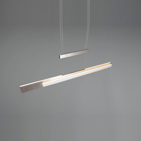 Lampadario a sospensione led 48w cct 2700k 6000k per sala da pranzo moderno lineare nichel opaco
