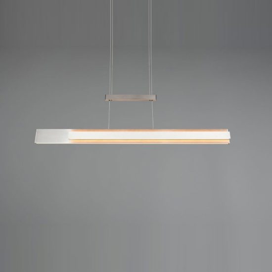 Lampadario a sospensione led 48w cct 2700k 6000k per sala da pranzo moderno lineare nichel opaco