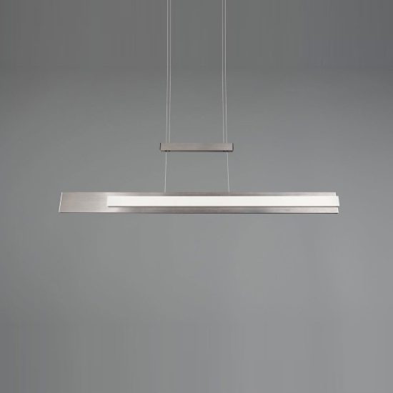 Lampadario a sospensione led 48w cct 2700k 6000k per sala da pranzo moderno lineare nichel opaco