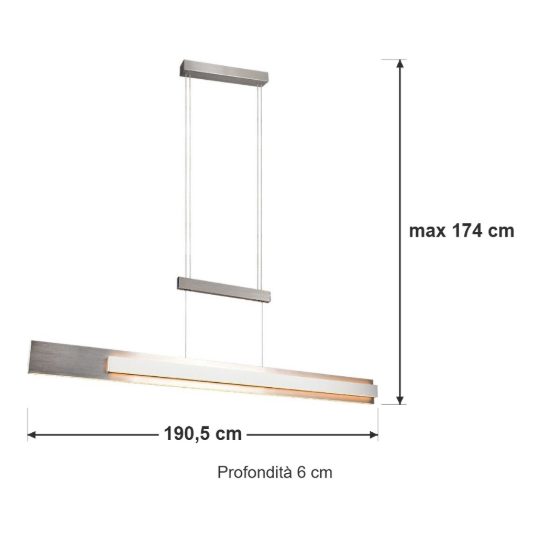 Lampadario a sospensione led 48w cct 2700k 6000k per sala da pranzo moderno lineare nichel opaco