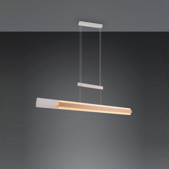 Lampadario a sospensione led 48w cct 2700k 6000k per sala da pranzo moderno lineare grigio caffe
