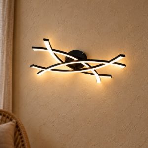 Applique per soggiorno led 22w 3000k moderna nera dalla forma scultorea