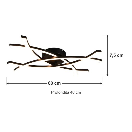 Applique per soggiorno led 22w 3000k moderna nera dalla forma scultorea