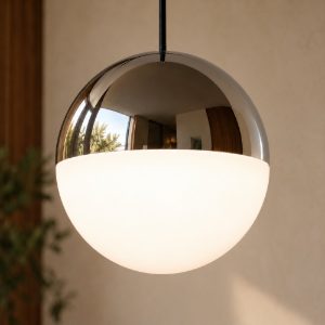 Lampada a sospensione led 5w 4000k per sala da pranzo moderna nera con sfera cromata bianca