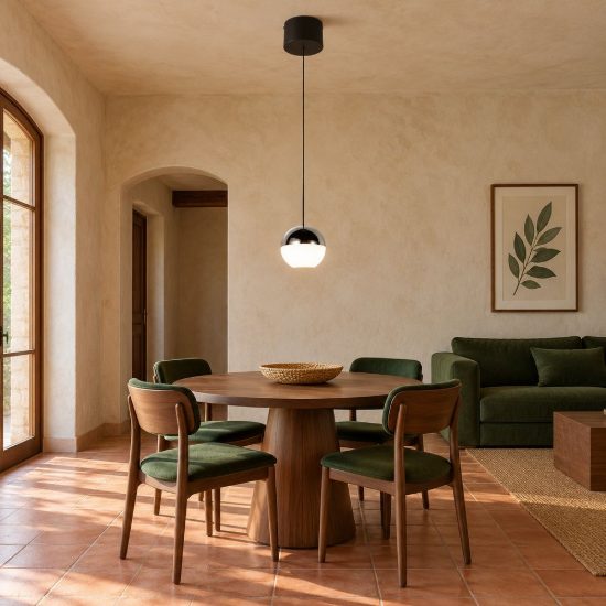 Lampada a sospensione led 5w 4000k per sala da pranzo moderna nera con sfera cromata bianca