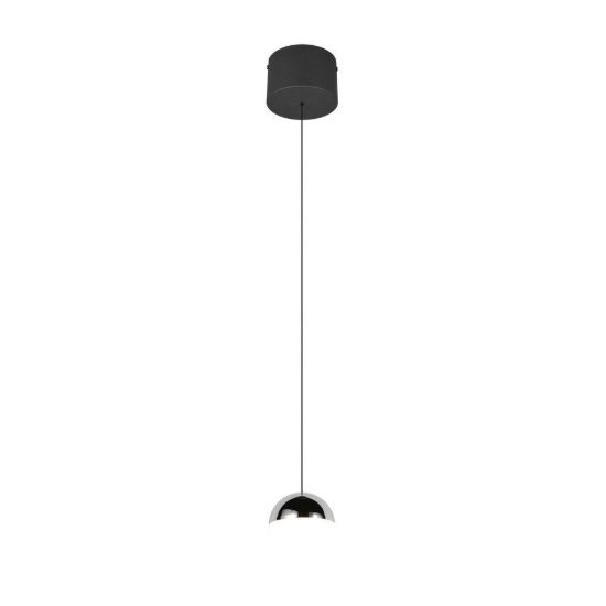 Lampada a sospensione led 5w 4000k per sala da pranzo moderna nera con sfera cromata bianca