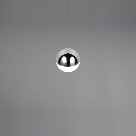 Lampada a sospensione led 5w 4000k per sala da pranzo moderna nera con sfera cromata bianca