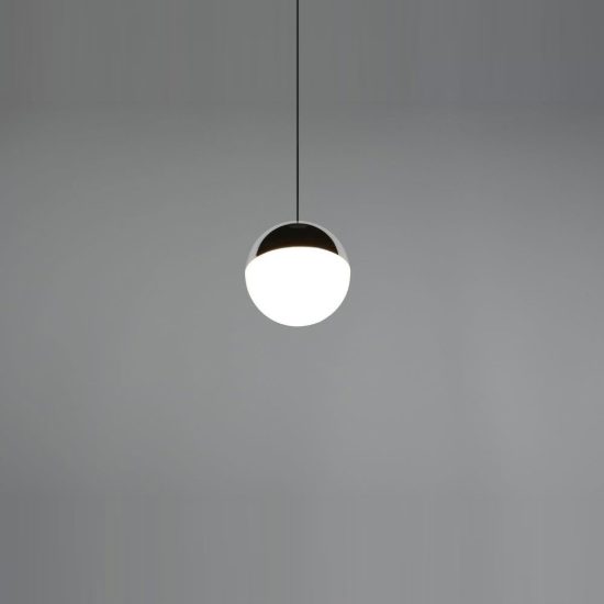 Lampada a sospensione led 5w 4000k per sala da pranzo moderna nera con sfera cromata bianca
