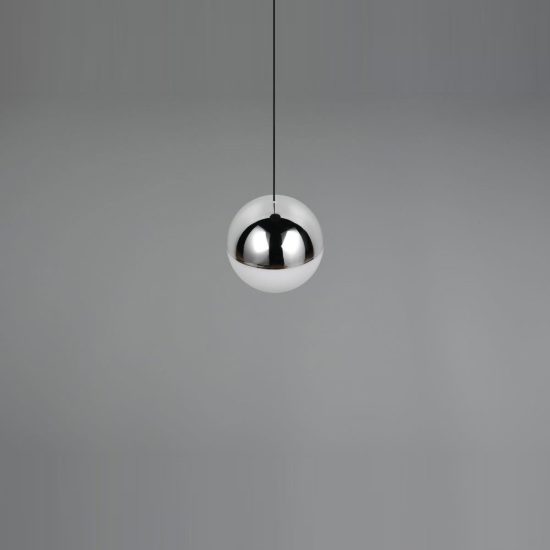 Lampada a sospensione led 5w 4000k per sala da pranzo moderna nera con sfera cromata bianca