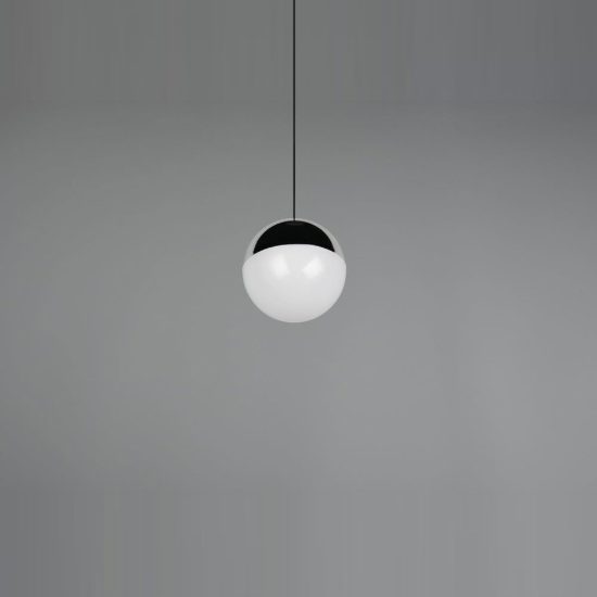 Lampada a sospensione led 5w 4000k per sala da pranzo moderna nera con sfera cromata bianca