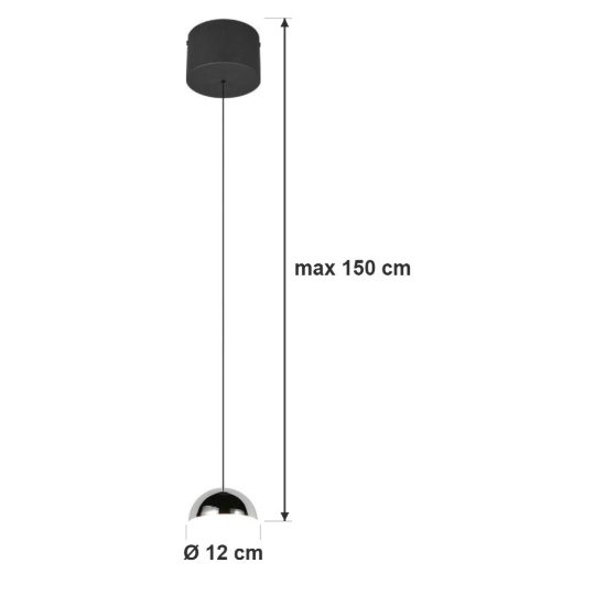 Lampada a sospensione led 5w 4000k per sala da pranzo moderna nera con sfera cromata bianca