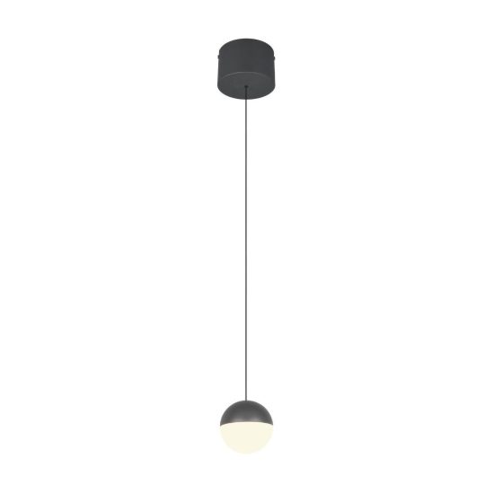 Lampada a sospensione led 5w 3000k per sala da pranzo moderna antracite con sfera antracite bianca