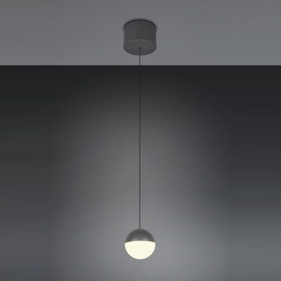 Lampada a sospensione led 5w 3000k per sala da pranzo moderna antracite con sfera antracite bianca