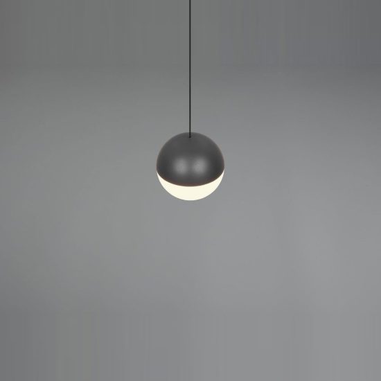 Lampada a sospensione led 5w 3000k per sala da pranzo moderna antracite con sfera antracite bianca