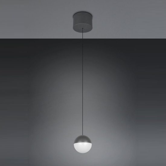 Lampada a sospensione led 5w 3000k per sala da pranzo moderna antracite con sfera antracite bianca