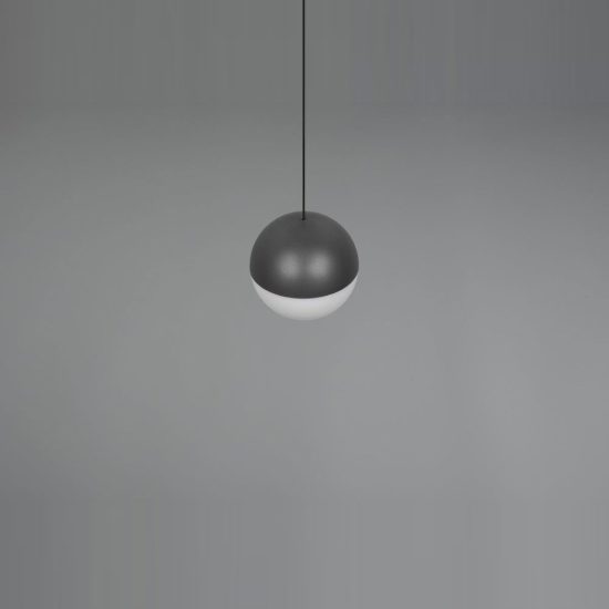 Lampada a sospensione led 5w 3000k per sala da pranzo moderna antracite con sfera antracite bianca